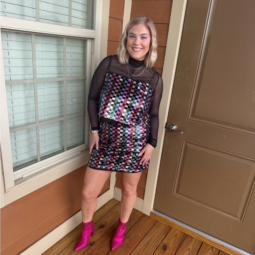 Sequin Mini Skirt & Top multicolor